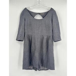Loeffler Randall Womens Gray Wool Blend Silk Lined Short Sleeve Romper Sz 6